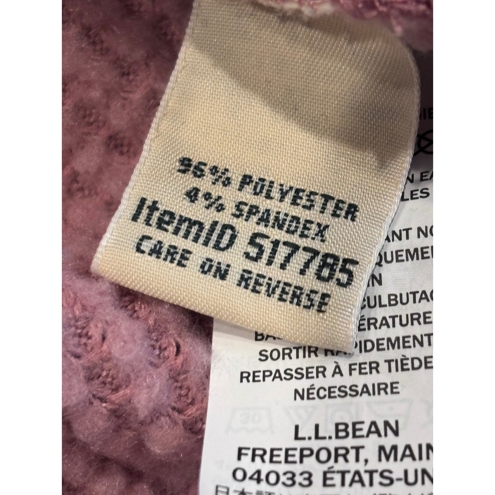 LL Bean Womens Large Mauve Waffle Knit Full Zip Hoodie Thermal Jacket 517785 - Picture 4 of 12